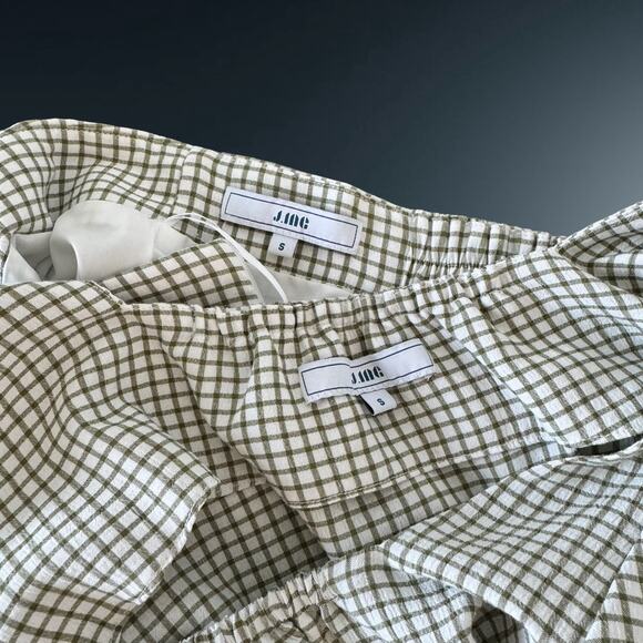 Women's J.ing Giselle Gingham Crop Top & Wrap Skort (Green S) - Picture 8 of 8